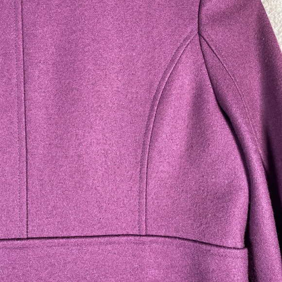 Tulle Purple Wool Blend Coat Button Front Lapel Collar Lined Women's Size L - Picture 8 of 16